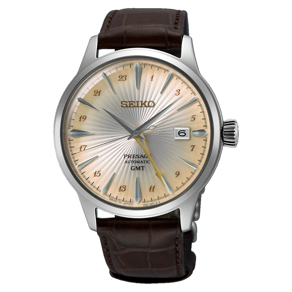Seiko Presage Cocktail Time 40.5 MM Automatic GMT Gold Dial Watch SSK041J1
