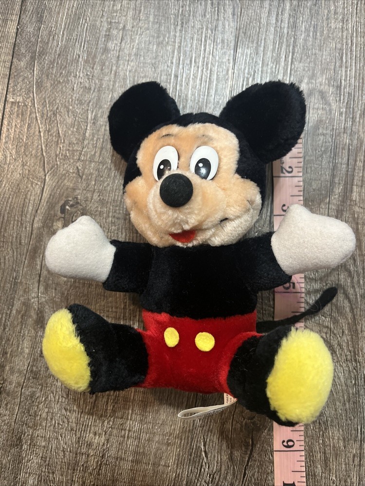Vintage 80s 90s Disneyland Mickey Mouse 7 Inch Plush Stuffed Animal Toy