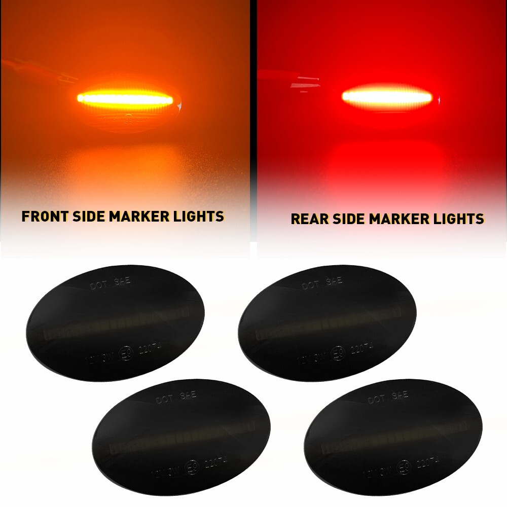 Amber/Red Smoke LED Side Marker Light Dually Bed Lamp For F350 Ford F450 Truck