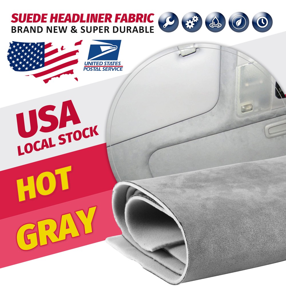 New Light gray Suede Headliner Fabric 59