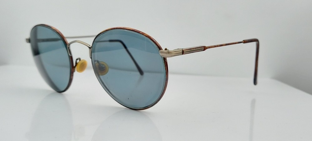 Vintage Safilo Brown Gray Round Metal Italian Sunglasses Frames Only