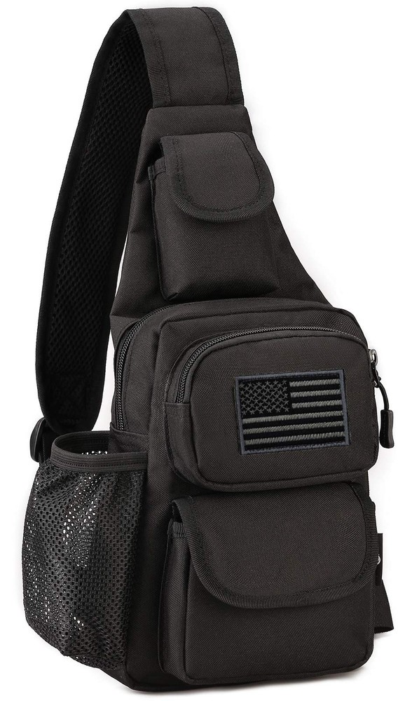 Tactical Sling Bag MOLLE Crossbody Chest Shoulder Backpack Military Style