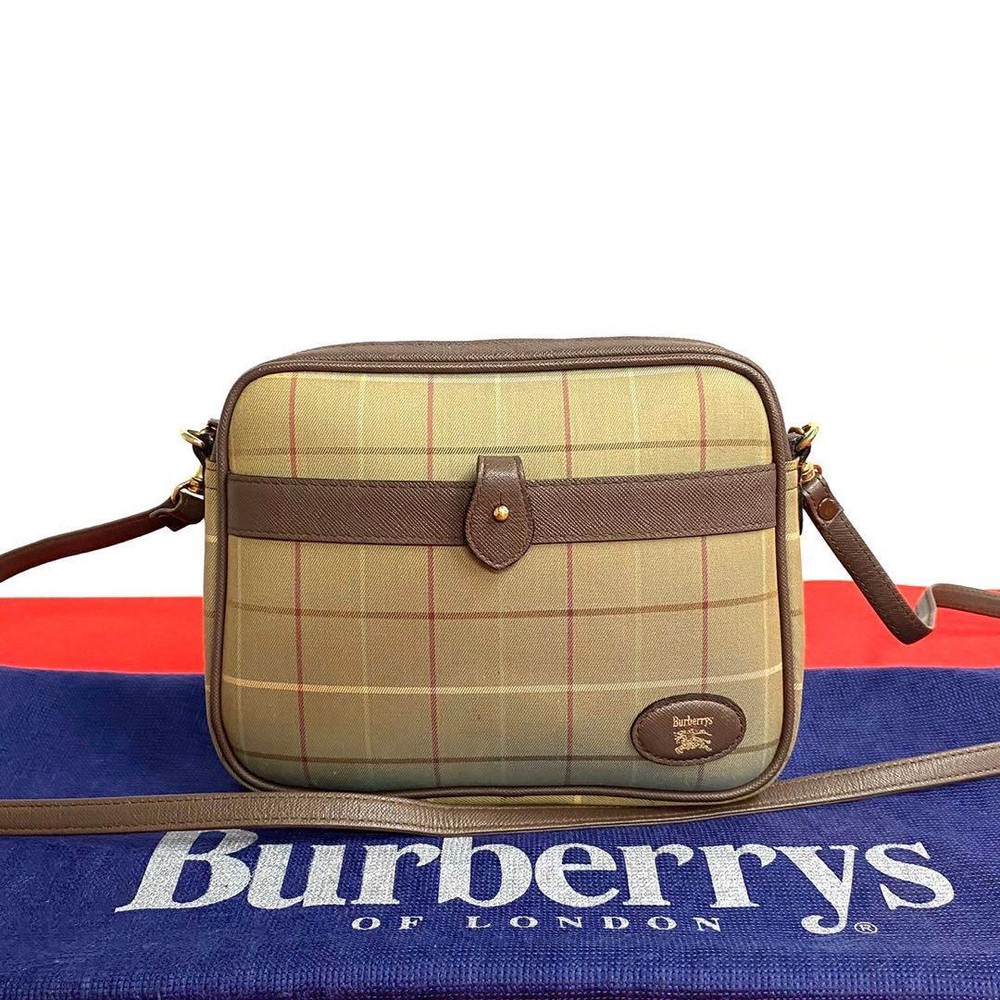 Burberry Shoulder Bag Nova Check Canvas Beige Authentic I0919108