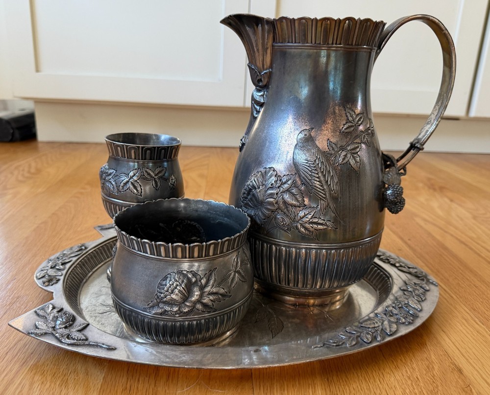 Middletown Plate Co Quadruple Plate Water Set w/ Pitcher Tray Goblet & 