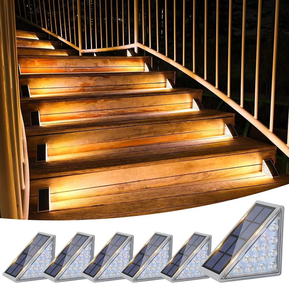 VOLISUN 6 Pack Solar Stair Lights Outdoor Waterproof IP67 LE for Steps