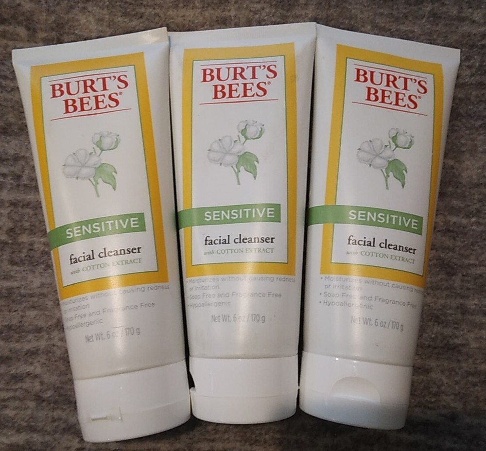 Burt's Bees Sensitive Facial Cleanser 3 Pack with Cotton Extract 6oz