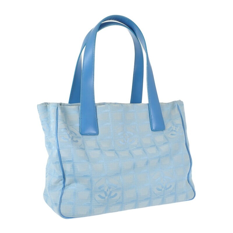 Chanel Nylon Leather Blue Light Travel Tote Bag Pre-Owned