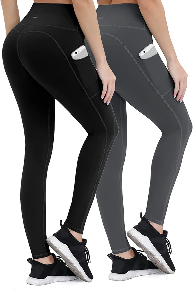 Anti-Nail Leggings for Women, Non-See-Through Yoga Pants with Phone Pockets, Tum