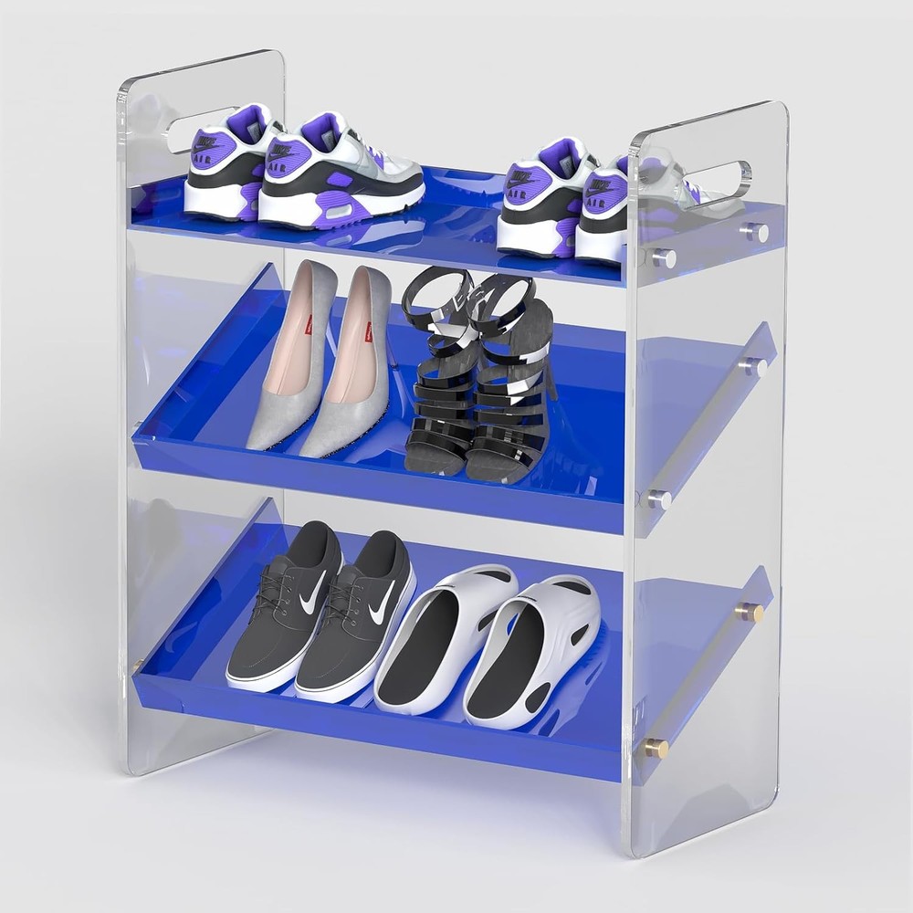3-Tier Acrylic Shoe Rack Minimalist Entryway Organizer Free Standing Storage