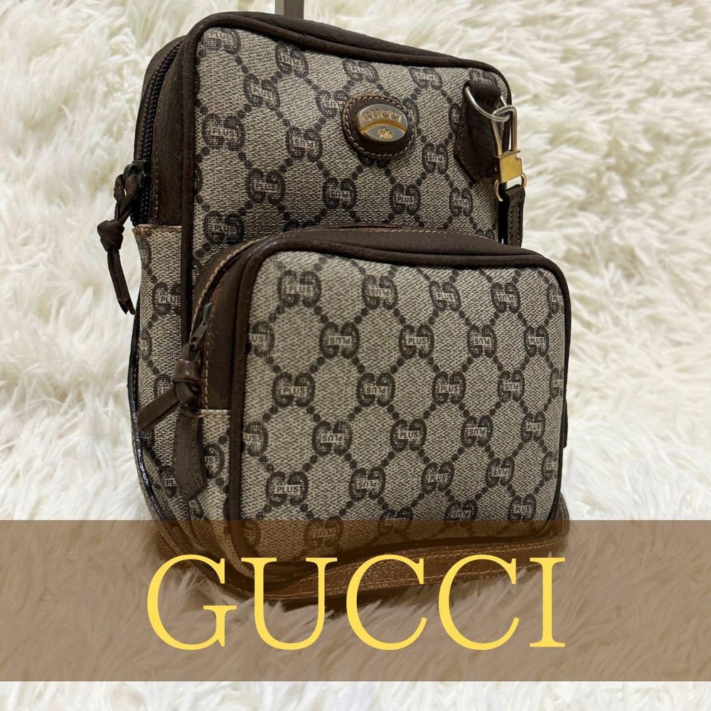 Gucci GG Canvas Shoulder Bag with Logo Embroidery Authentic Preowned
