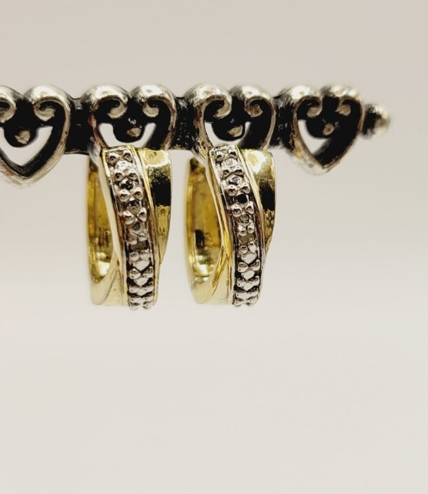 18K Gold Over Sterling Silver Hoop Earrings with Diamond Accent by Macy's