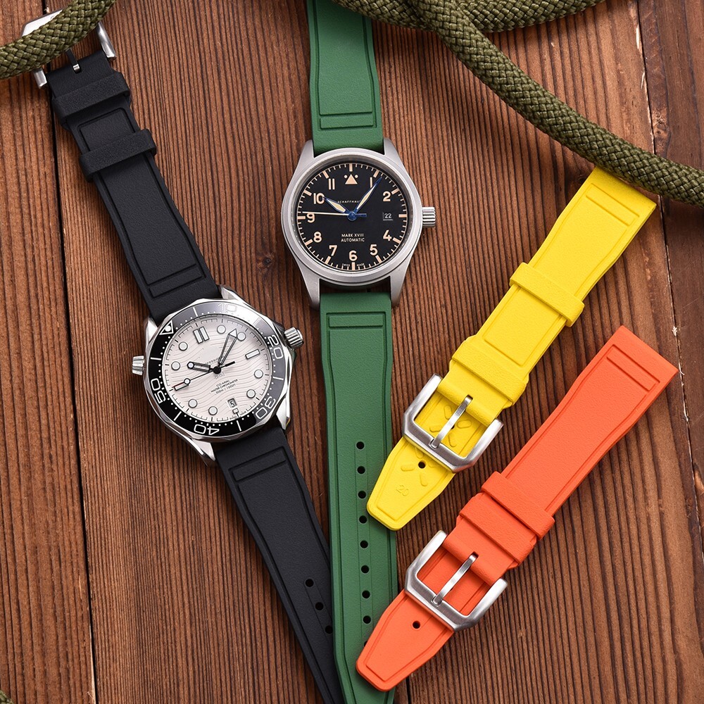 21mm Premium Grade Fluororubber FKM Waterproof Rubber Watch Strap/Watchband