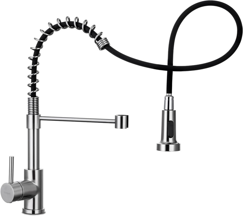 WEWE Brushed Nickel Pull-Down Kitchen Sink Faucet with 2 Spray Modes