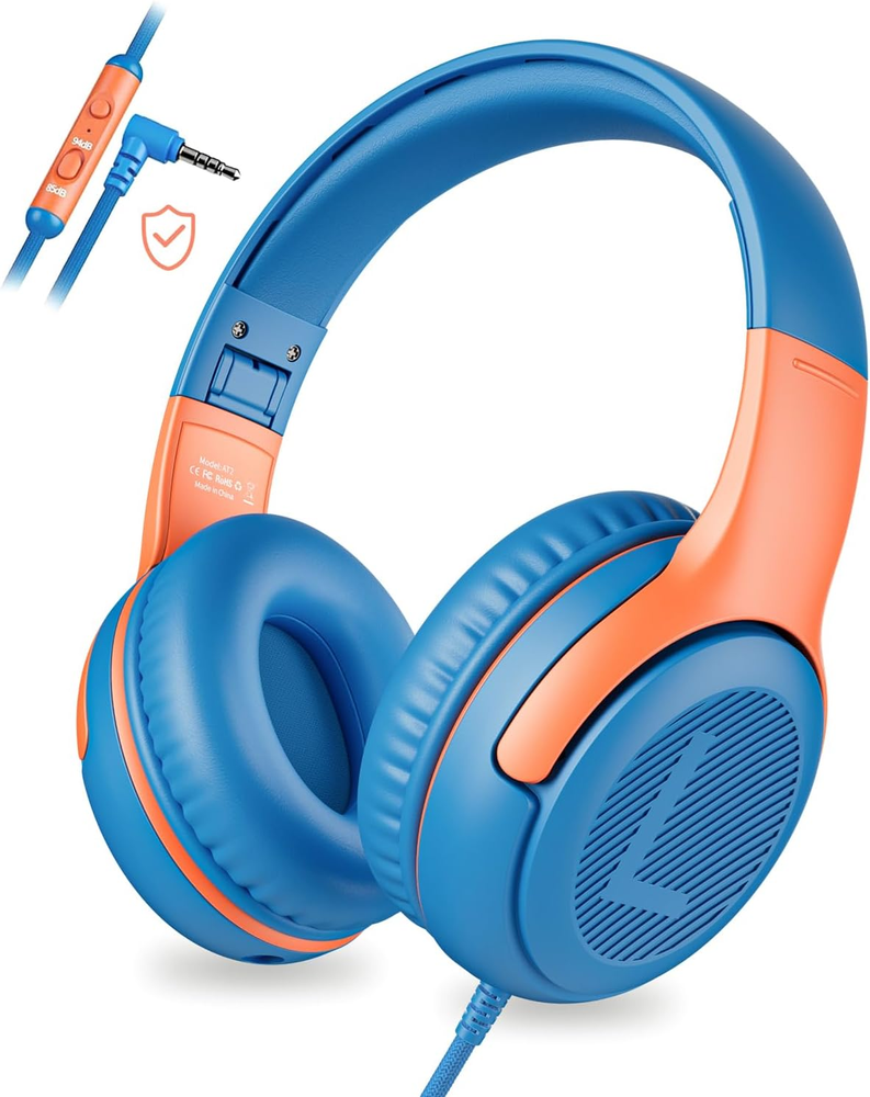 Wired Over-Ear Kids Headphones with Microphone for Toddlers Age 8