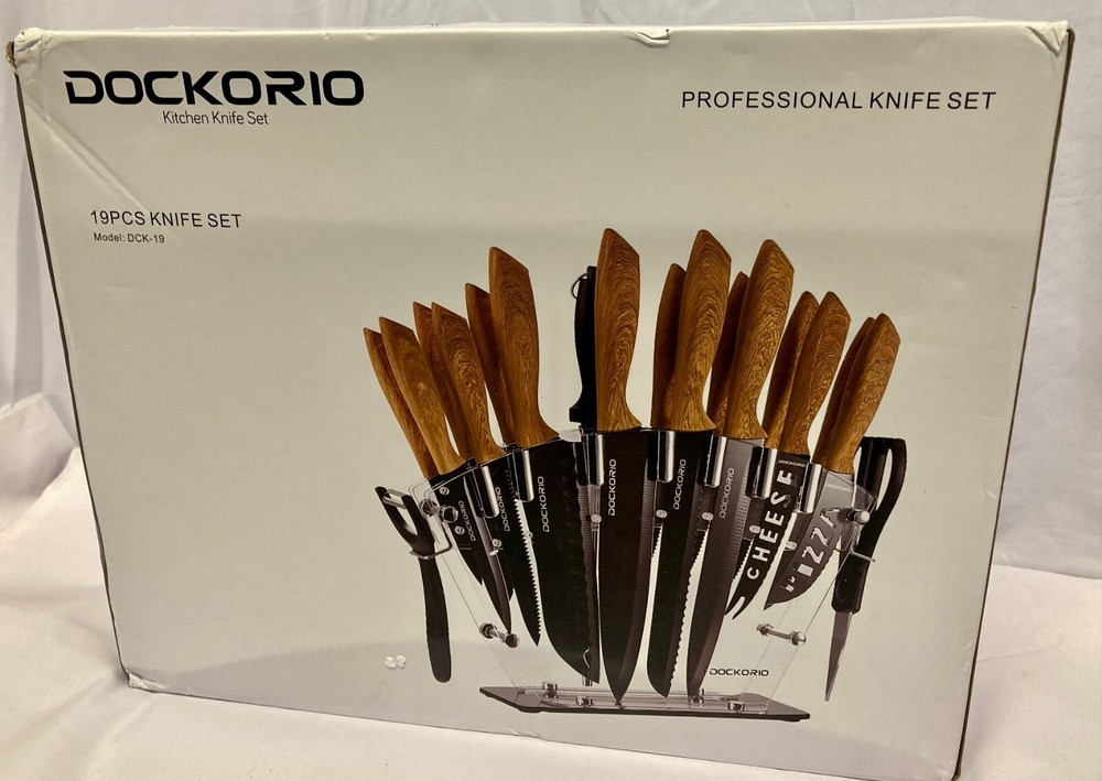 DOCKORIO Pro 19pcs Kitchen Knife Set High Carbon Stainless Steel Damaged Box