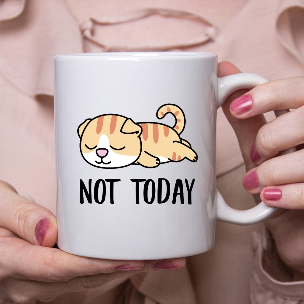 Funny Scottish Fold Cat Amber Lazy Not Today Cat Mug Lazy Gift For Cats Lovers