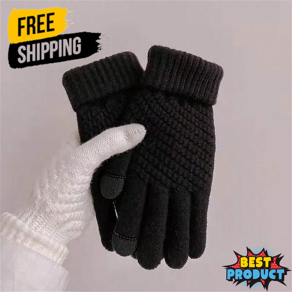 Women Winter Gloves Full Finger Touch Screen Thickened Wool Warm Gloves