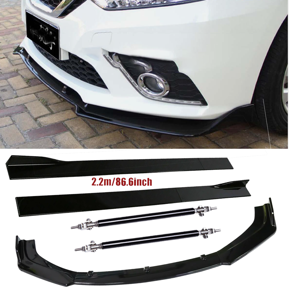 Front Bumper Lip Splitter Spoiler Strut Rods For Nissan Sentra 2010-2023