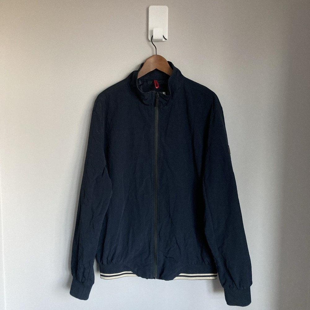 Men's Navy Blue Nylon Harrington Bomber Jacket XL - Coney Island Belfast