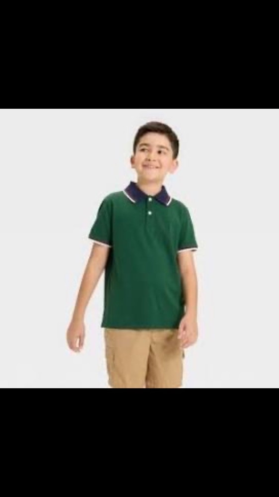 NWT Cat & Jack Boys Green Polo Shirt Size XS  (4/5)