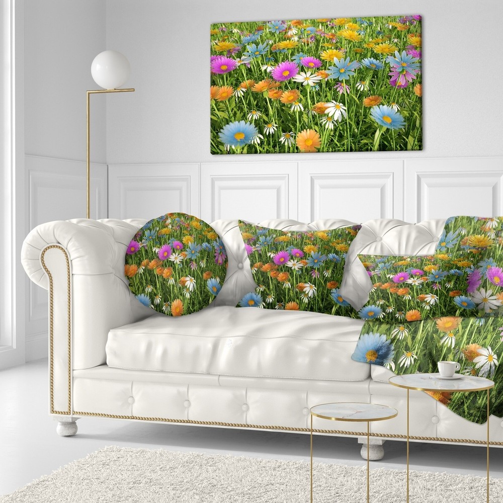 Designart 'Different Color Flowers in Field' Floral Throw