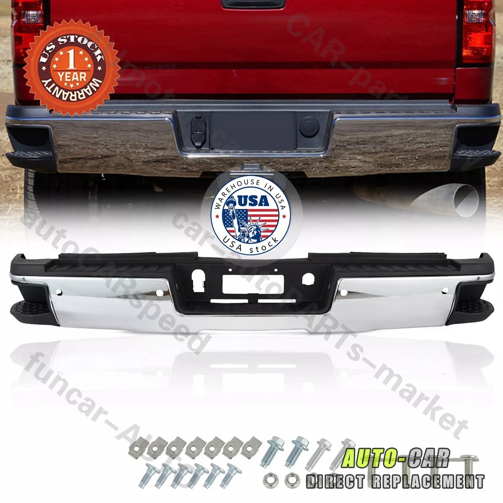 Chrome Rear Bumper Assembly for For 2015-2019 Silverado Sierra 2500 3500 NEW GA