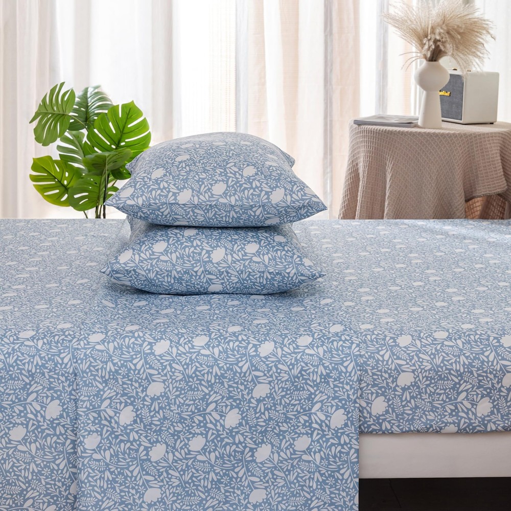 Floral Bed Sheets Queen Size 18” Deep Pocket Queen Sheets Soft Breathable Flo...