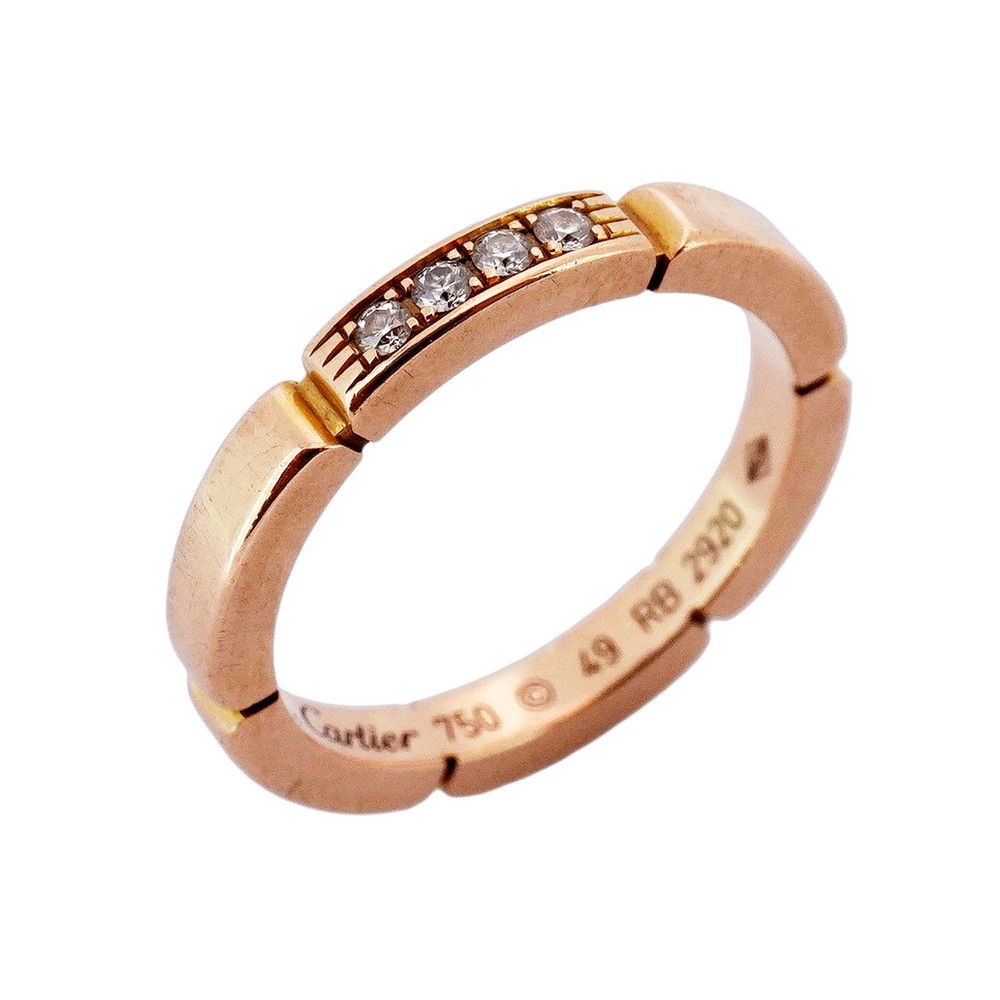 Cartier Maillon Panthère 18K Rose Gold Diamond Ring 4PD Size 49