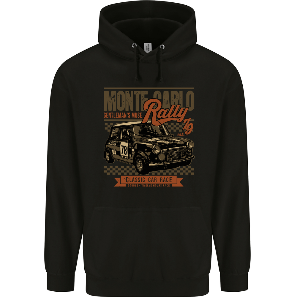 Monte Carlo Rally 79 Mini Car Enthusiast Mens 80% Cotton Hoodie