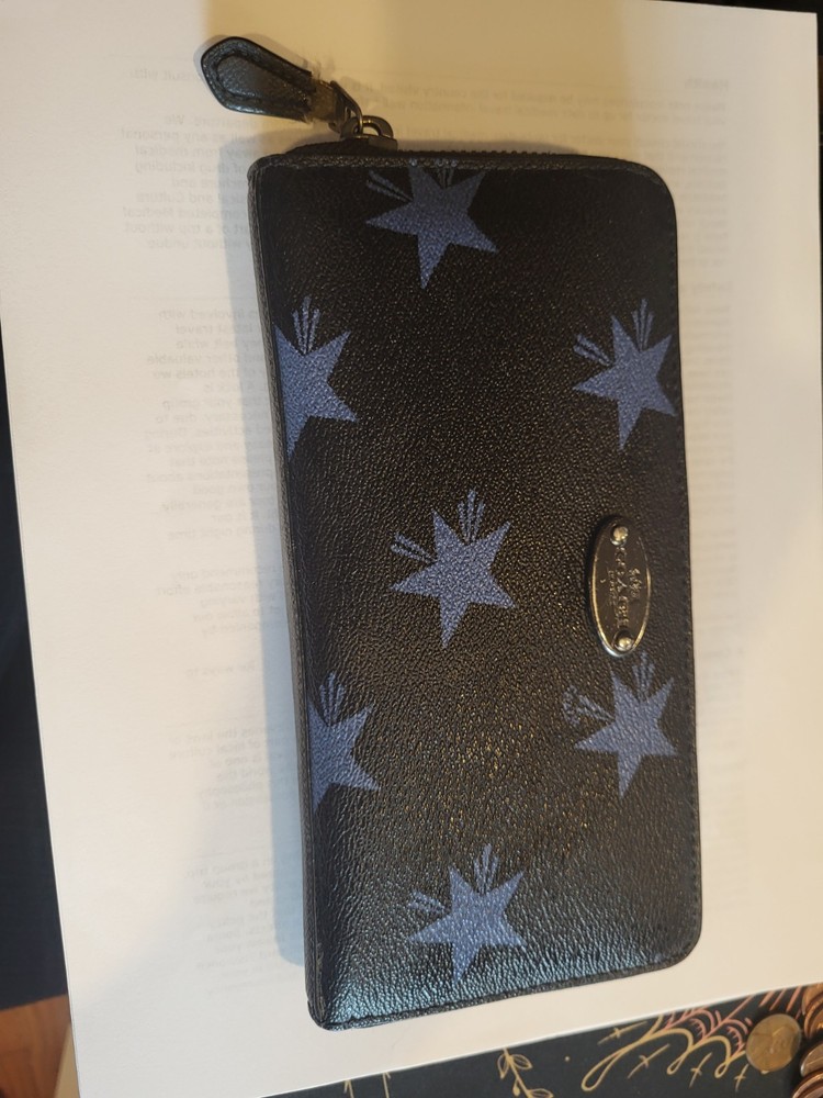 Coach Star Wallet with Signature Leather & Gold Accents