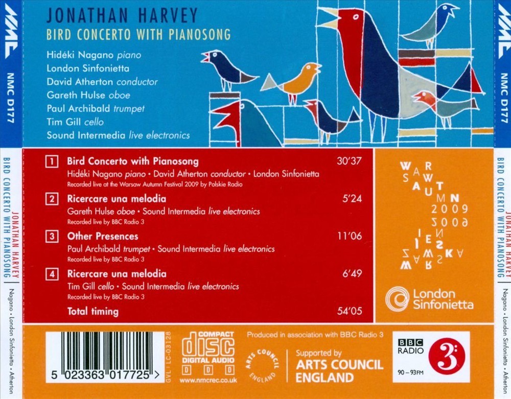 HIDÉKI NAGANO/DAVID ATHERTON JONATHAN HARVEY: BIRD CONCERTO WITH PIANOSONG NEW C