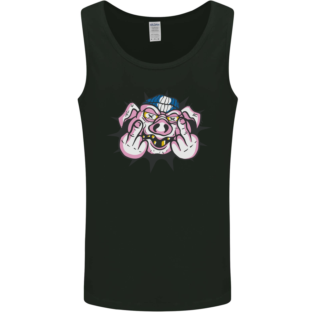 Offensive Pig Finger Flip Mens Vest Tank Top
