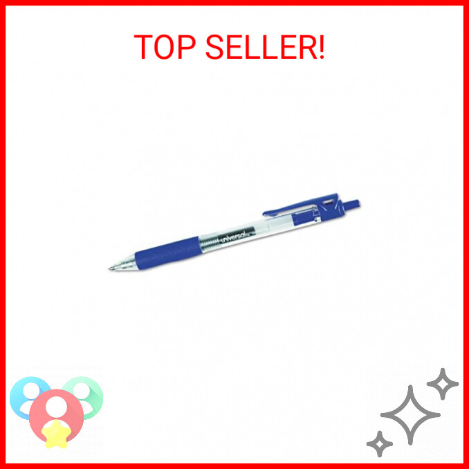 Universal Clear Barrel Roller Ball Retractable Gel Pen, Blue Ink. Medium, Dozen