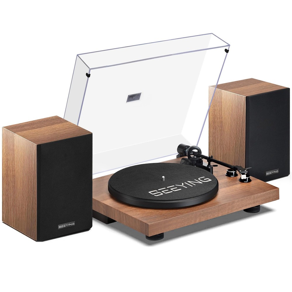 Record Player Vinyl Bluetooth Turntable with 36 Watt Stereo Bookshelf Speaker...