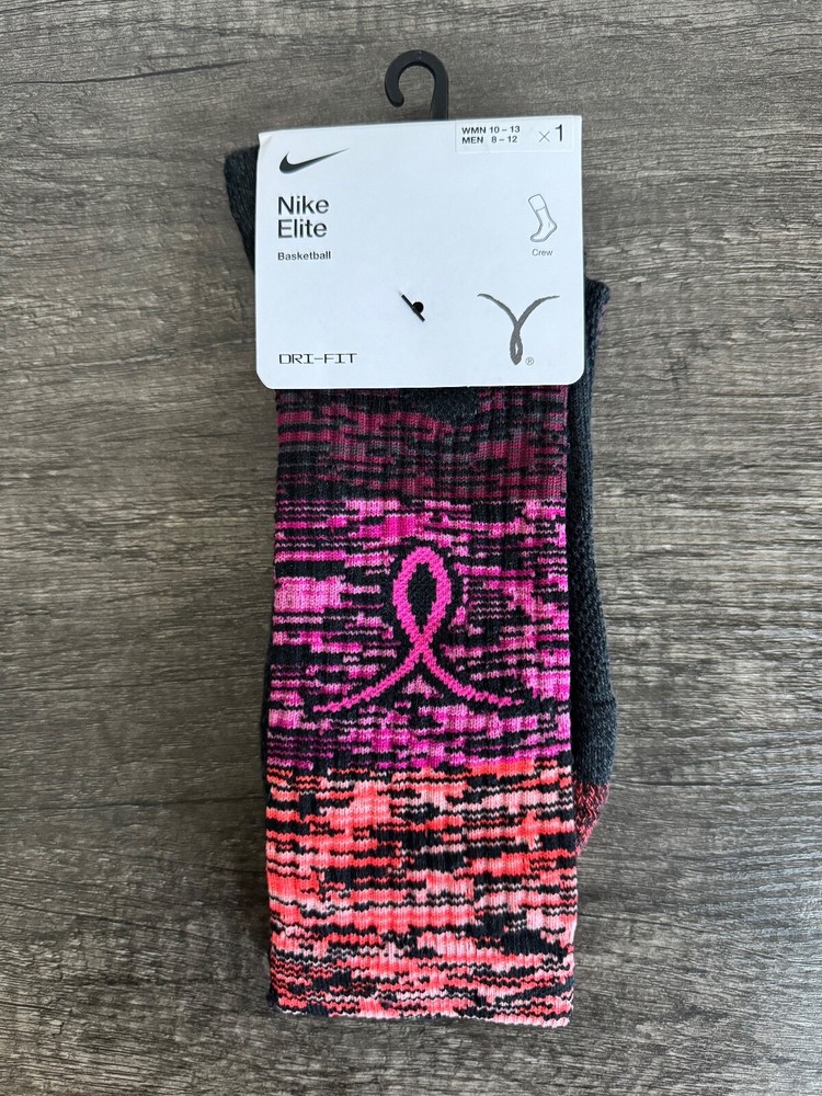 Nike Elite Basketball KAY YOW Dri-FIT Crew Socks Size LARGE - BCA Pink (NWT)