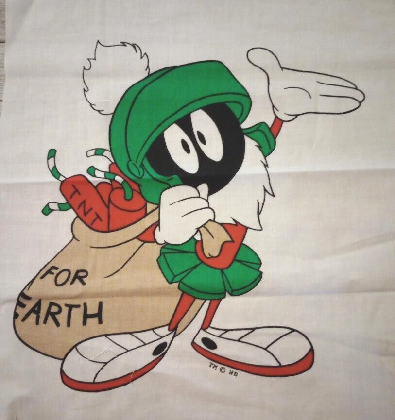 Looney Tunes Marvin the Martian Christmas Fabric Panel 12x12 Inch USA Made  