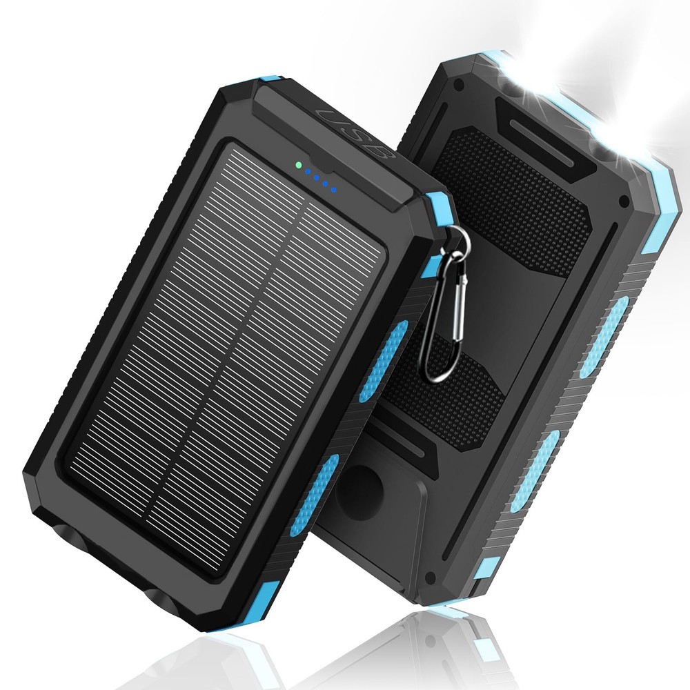 38800mAh Solar Power Bank Fast Charging Dual USB Portable Charger with Built-in Flashlight