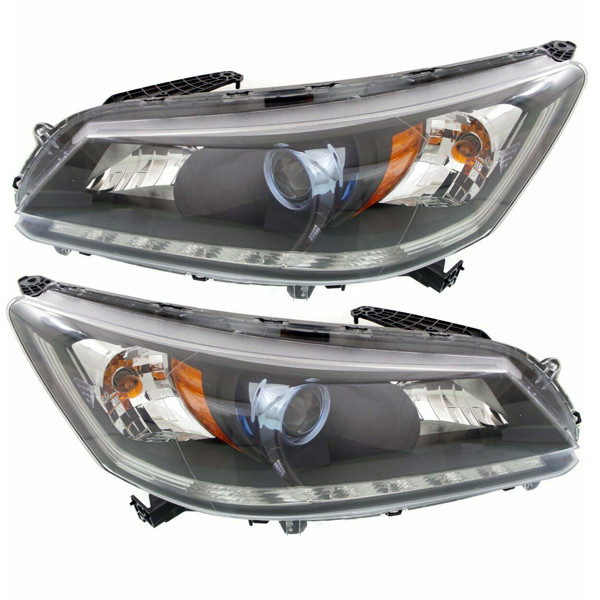 For 14-15 Accord Hybrid Halogen Headlight Headlamp Head Light with Bulb PAIR SET