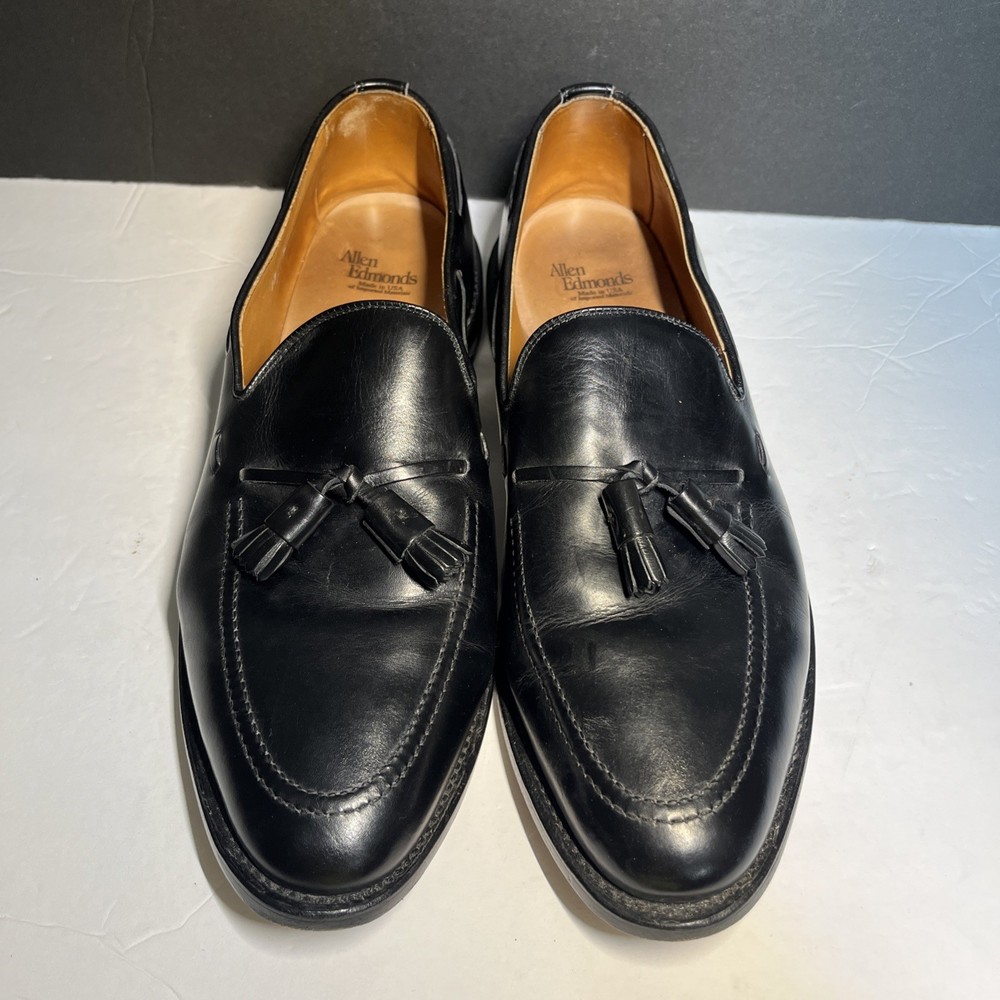 Allen Edmonds Grayson Men’s Sz 13D Black Leather Tassel Loafers Dress Shoes