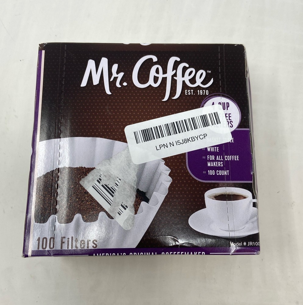 Mr. Coffee 4-Cup Basket Coffee Filters, White, 100-Count JR100