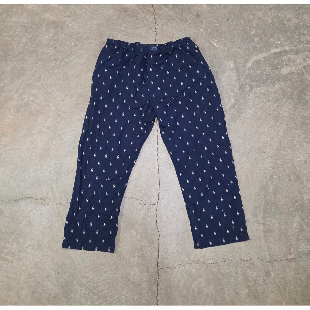 Polo Ralph Lauren Mens Pajama Pants Navy Blue All Over Pony Print Sleep Bottoms