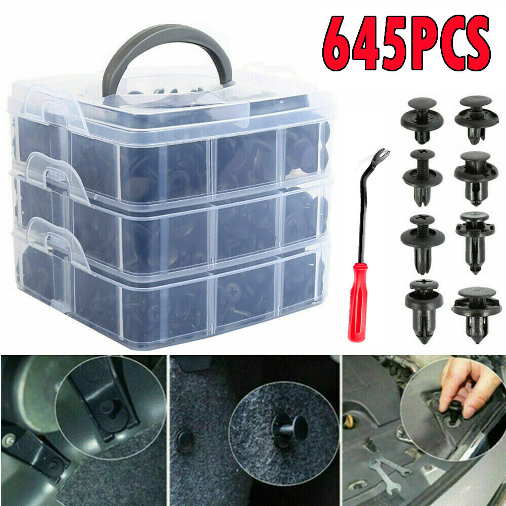 630Pcs Bumper Clips FENDER TRIM Car Auto Push Pin Rivet FASTENER PANEL+ 5 Tools