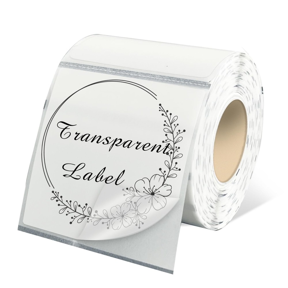 2x2 Inch Clear Square Thermal Labels Self-Adhesive Stickers for Direct Thermal Printing