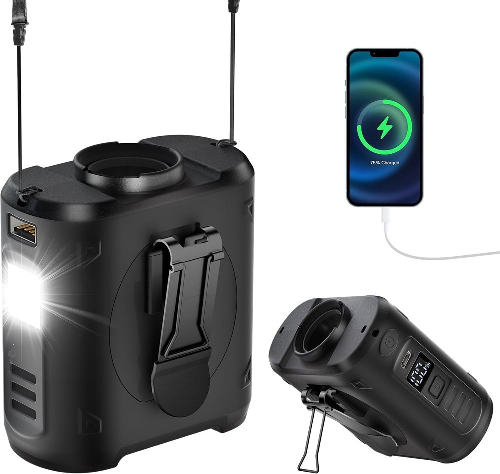 Portable Waist Fan Clip On 10000mAh Wearable Belt Personal Fan Rechargeable Batt