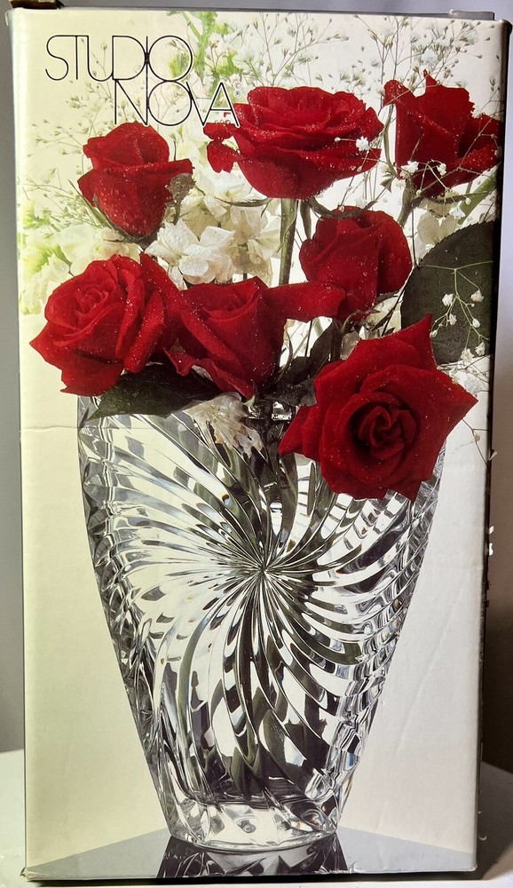STUDIO NOVA CRYSTAL VASE SPIRAL PINWHEEL SWIRL DESIGN
