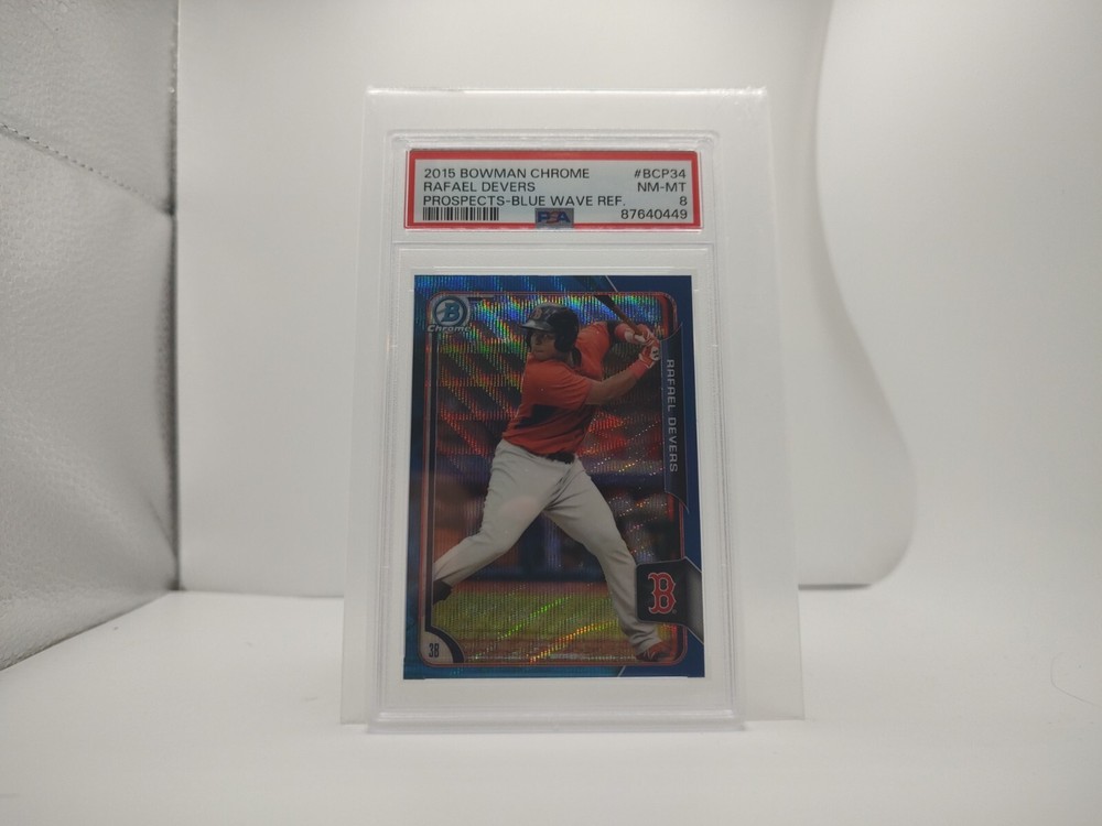 2015 Bowman Chrome Rafael Devers #BCP34 Prospects Blue Wave Refractor SP PSA 8
