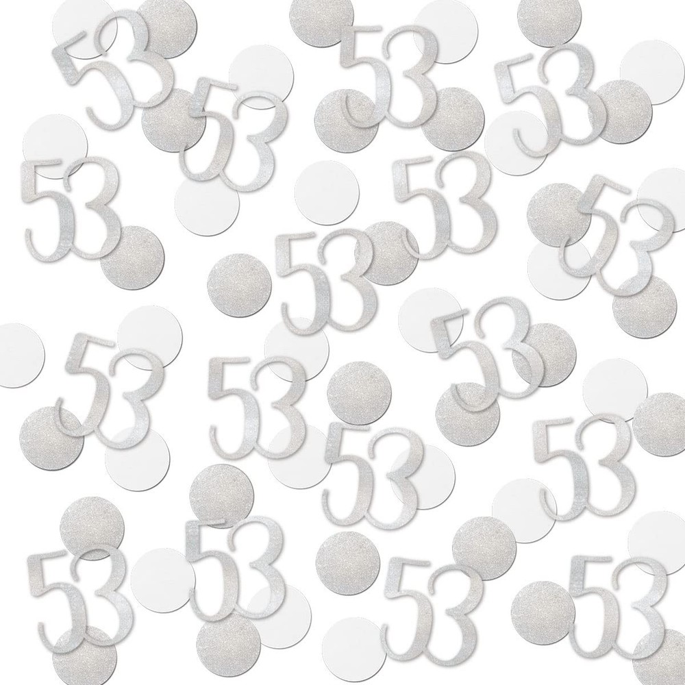 200 PCS Silver Glitter 53rd Birthday Anniversary Number 53 Table Confetti