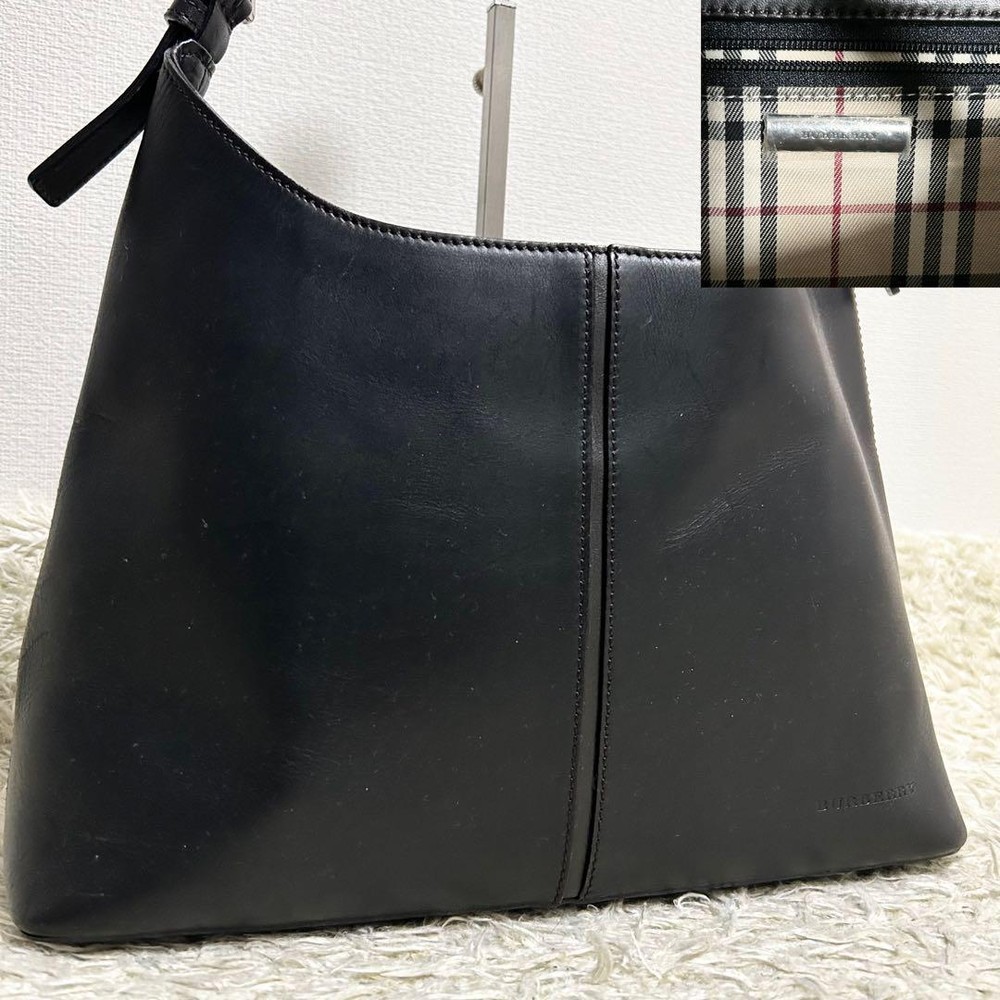 Burberry Handbag One Shoulder Nova Check Black Logo Embossed