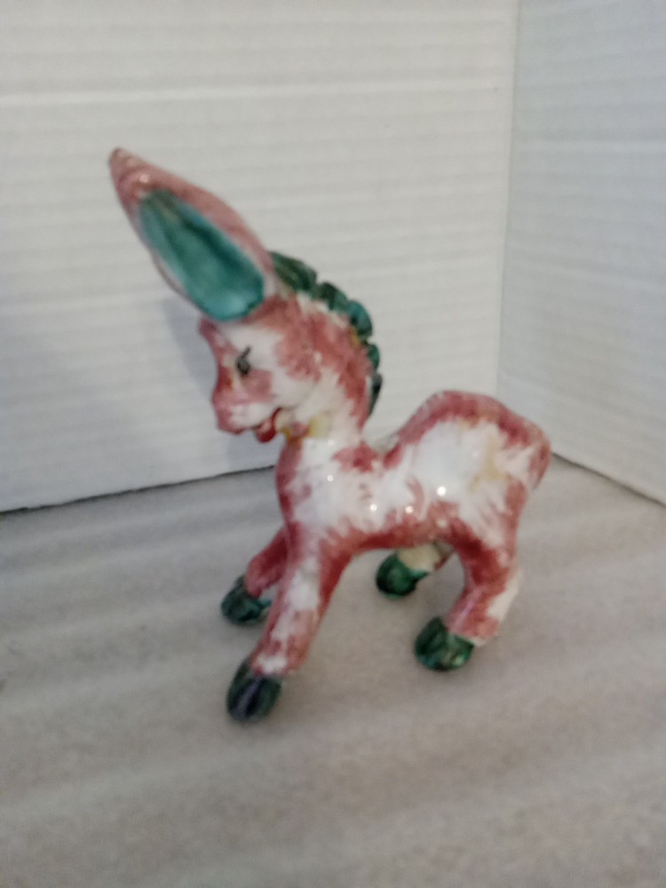 Vintage Italian Pottery Donkey. Approximately 5x6