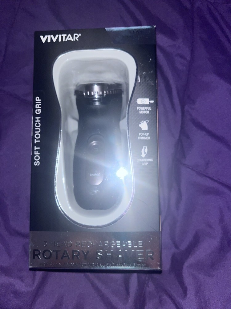 Vivitar Stainless Steel Blades Rotary Shaver 3 heads Black Rechargeable New